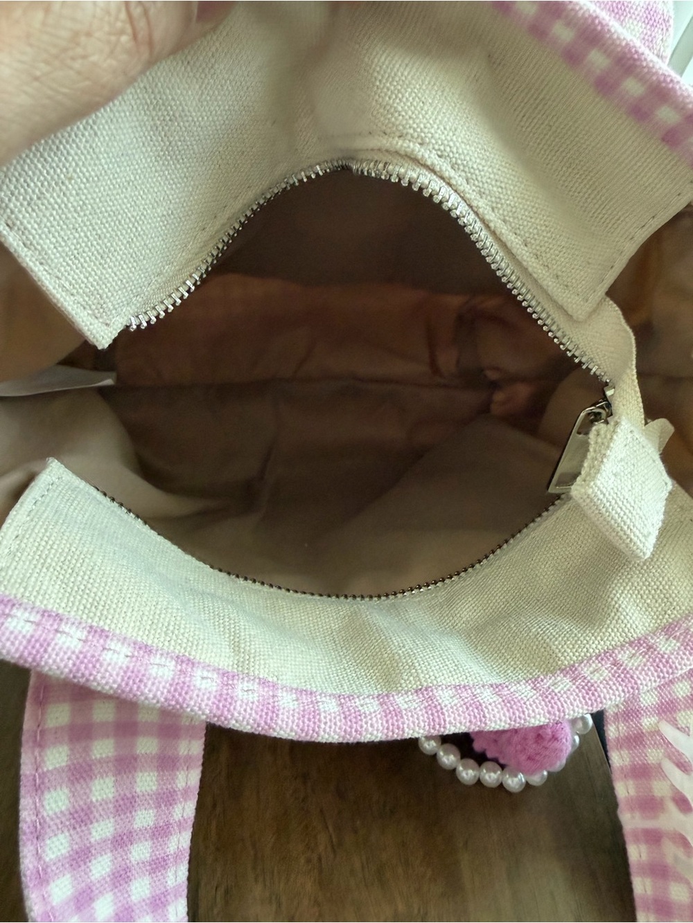 Madden Girl Pink & Cream Gingham Floral Embroidered Canvas Tote - Picture 4 of 9